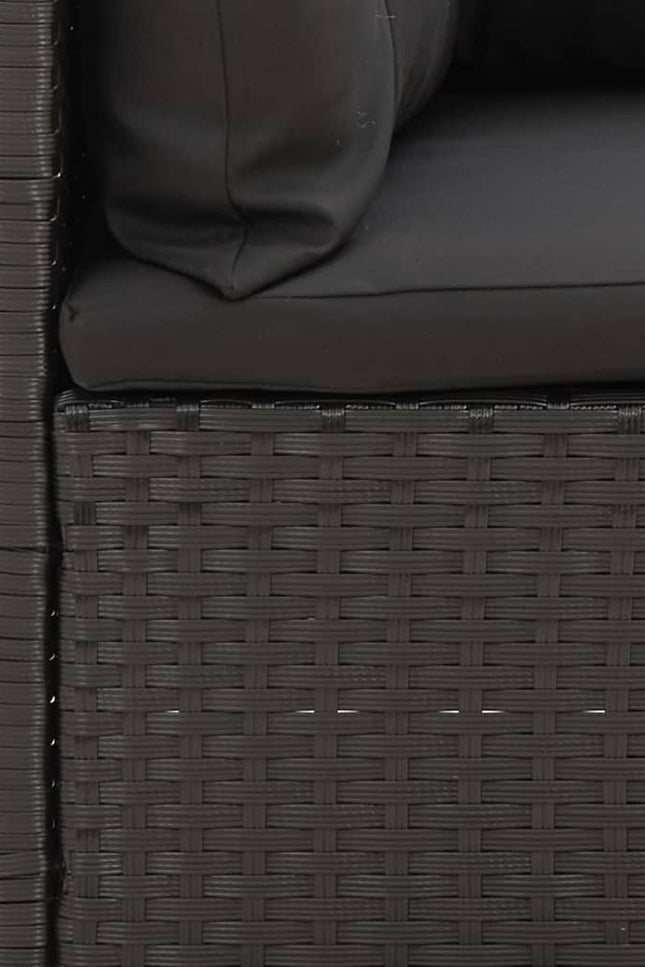 Vidaxl Patio Corner Sofa With Cushions Black Poly Rattan-Furniture > Outdoor Furniture > Outdoor Seating > Outdoor Sectional Sofa Units-vidaXL-Urbanheer