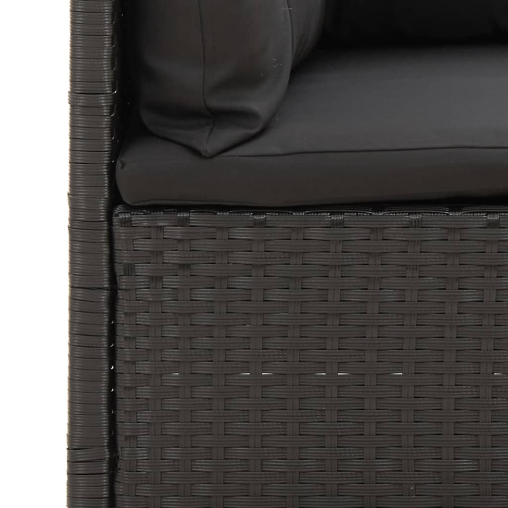 Vidaxl Patio Corner Sofa With Cushions Black Poly Rattan-Furniture > Outdoor Furniture > Outdoor Seating > Outdoor Sectional Sofa Units-vidaXL-Urbanheer