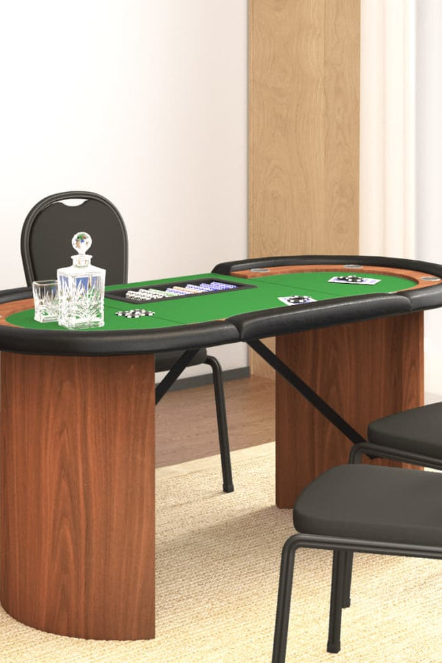 10-Player Poker Table With Chip Tray Oval Card Gaming Table Blue/Green