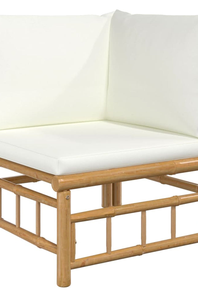 Vidaxl 6 Piece Patio Lounge Set With Cream White Cushions Bamboo-Furniture > Outdoor Furniture > Outdoor Furniture Sets-vidaXL-Urbanheer