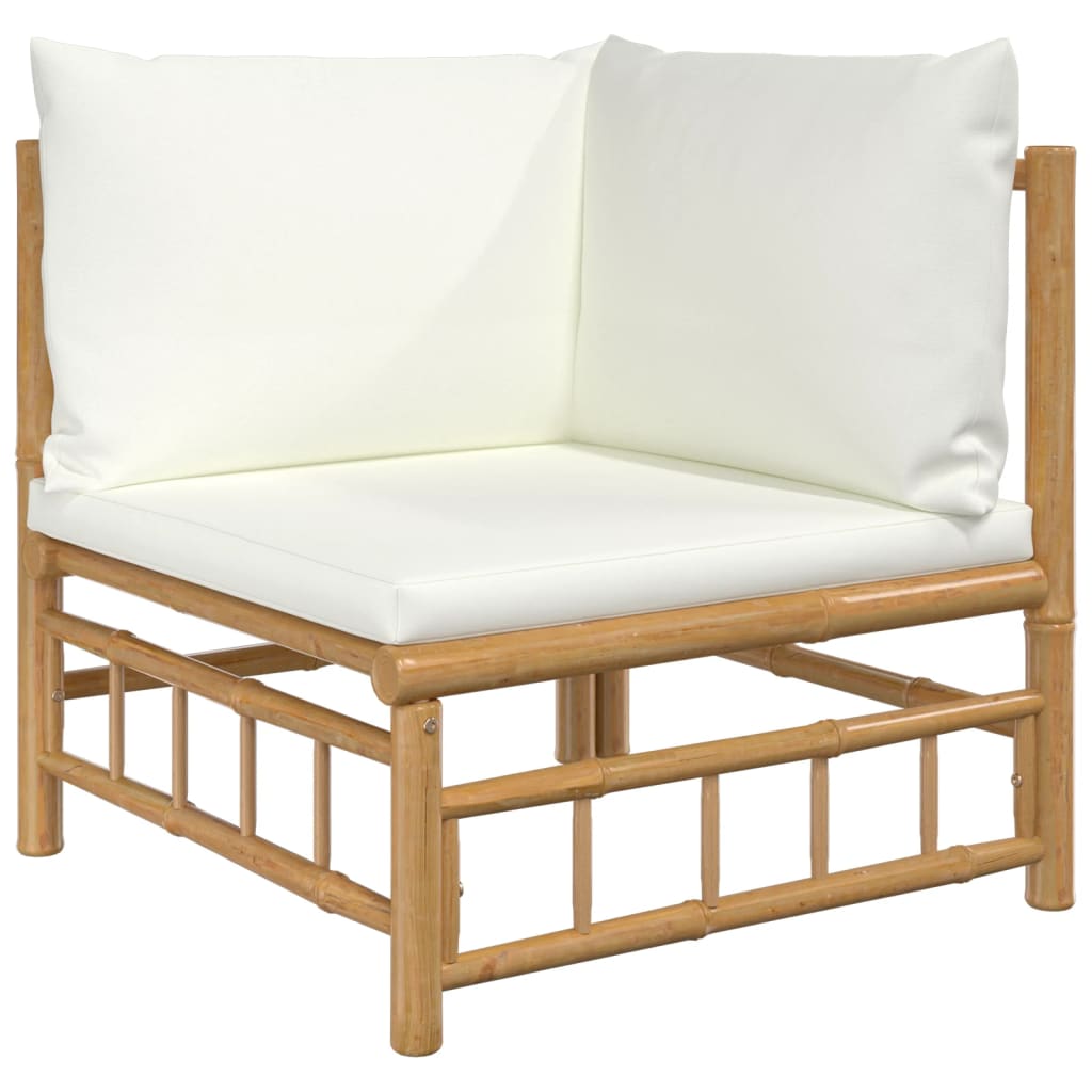 Vidaxl 6 Piece Patio Lounge Set With Cream White Cushions Bamboo-Furniture > Outdoor Furniture > Outdoor Furniture Sets-vidaXL-Urbanheer