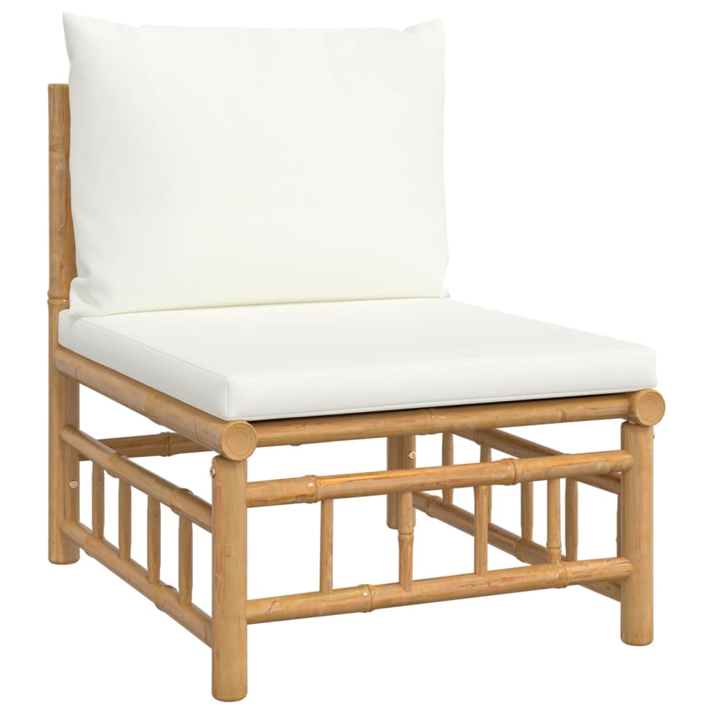 Vidaxl 6 Piece Patio Lounge Set With Cream White Cushions Bamboo-Furniture > Outdoor Furniture > Outdoor Furniture Sets-vidaXL-Urbanheer