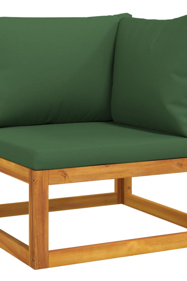 Vidaxl 5 Piece Patio Lounge Set With Green Cushions Solid Wood-vidaXL-Urbanheer