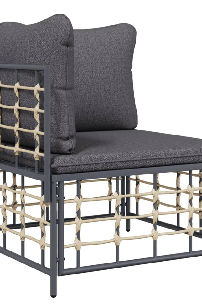 Vidaxl 5 Piece Patio Lounge Set With Cushions Anthracite Poly Rattan-vidaXL-Urbanheer