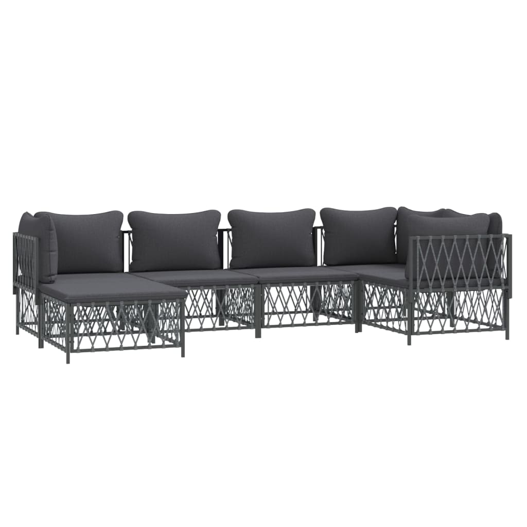 Vidaxl 6 Piece Patio Lounge Set With Cushions Anthracite Steel-Furniture > Outdoor Furniture > Outdoor Furniture Sets-vidaXL-Urbanheer