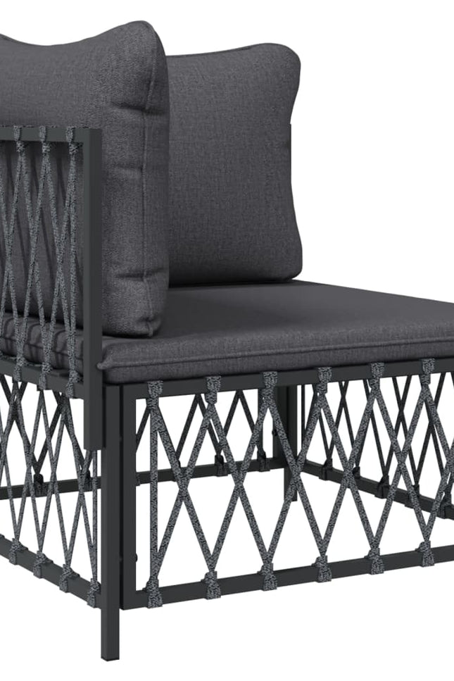 Vidaxl 6 Piece Patio Lounge Set With Cushions Anthracite Steel-Furniture > Outdoor Furniture > Outdoor Furniture Sets-vidaXL-Urbanheer