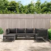 Vidaxl 6 Piece Patio Lounge Set With Cushions Anthracite Steel-Furniture > Outdoor Furniture > Outdoor Furniture Sets-vidaXL-Urbanheer