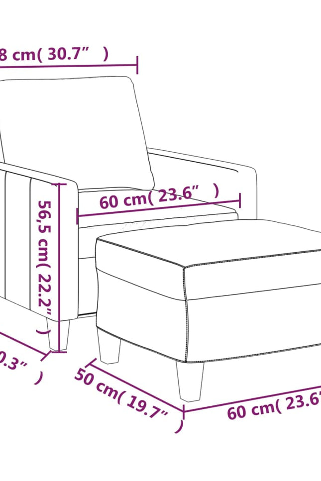 Vidaxl Sofa Chair Accent Single Sofa Armchair With Footstool Faux Leather-Furniture > Sofas-vidaXL-Black-Urbanheer