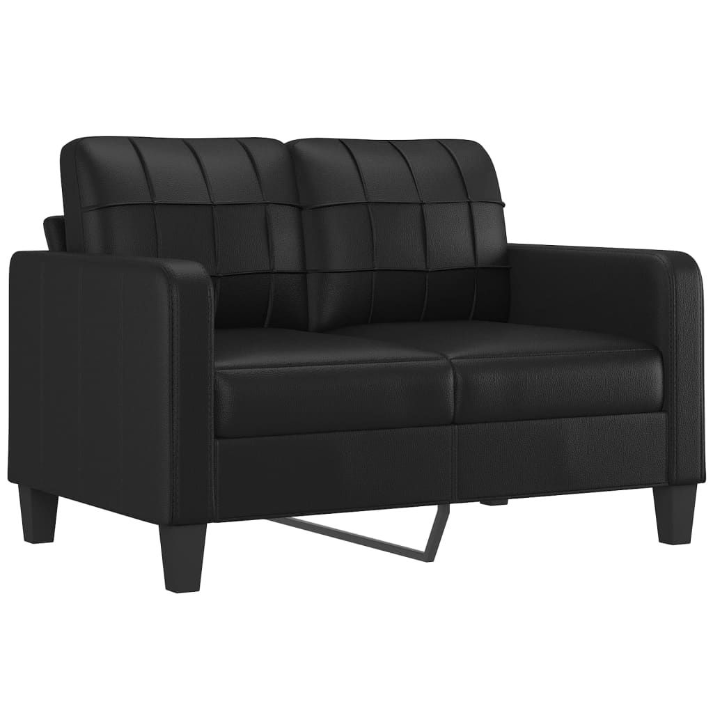 Vidaxl 2 Piece Sofa Set With Cushions Black Faux Leather-Furniture > Sofas-vidaXL-Urbanheer
