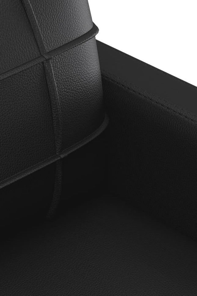 Vidaxl 2 Piece Sofa Set With Cushions Black Faux Leather-Furniture > Sofas-vidaXL-Urbanheer