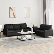 Vidaxl 2 Piece Sofa Set With Cushions Black Faux Leather-Furniture > Sofas-vidaXL-Urbanheer