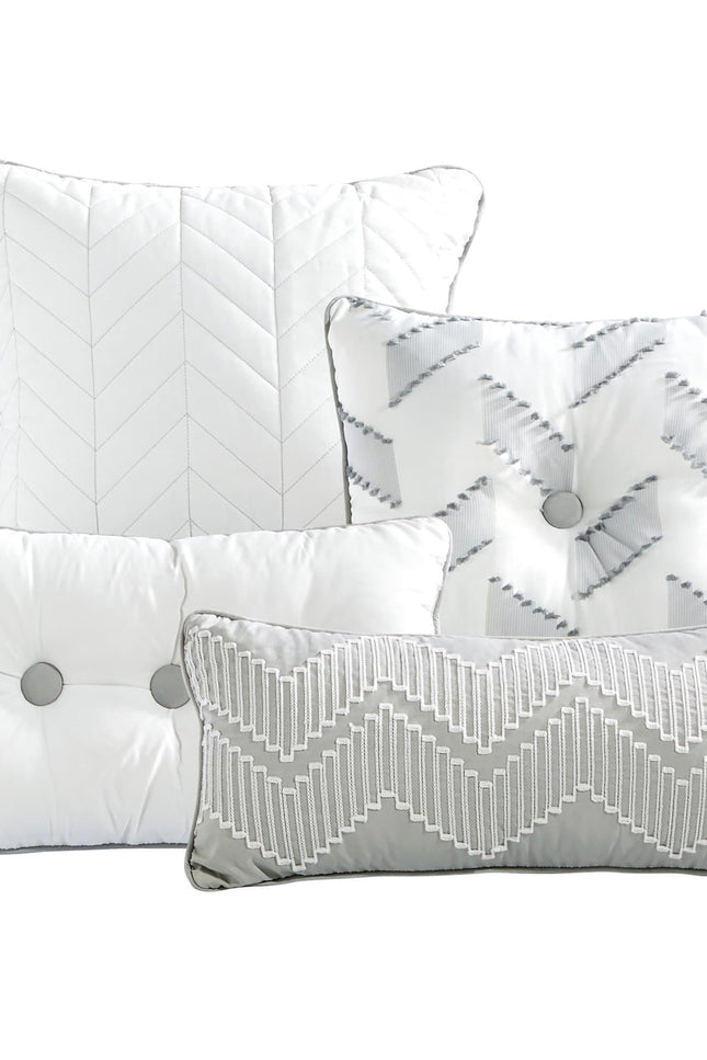 Atiya Contemporary Jacquard White Comforter Set - 7 Piece Set.-linen mart-Urbanheer