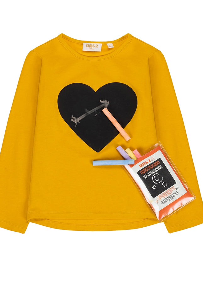 Girl'S Stretch Cotton T-Shirt In Mustard Color.