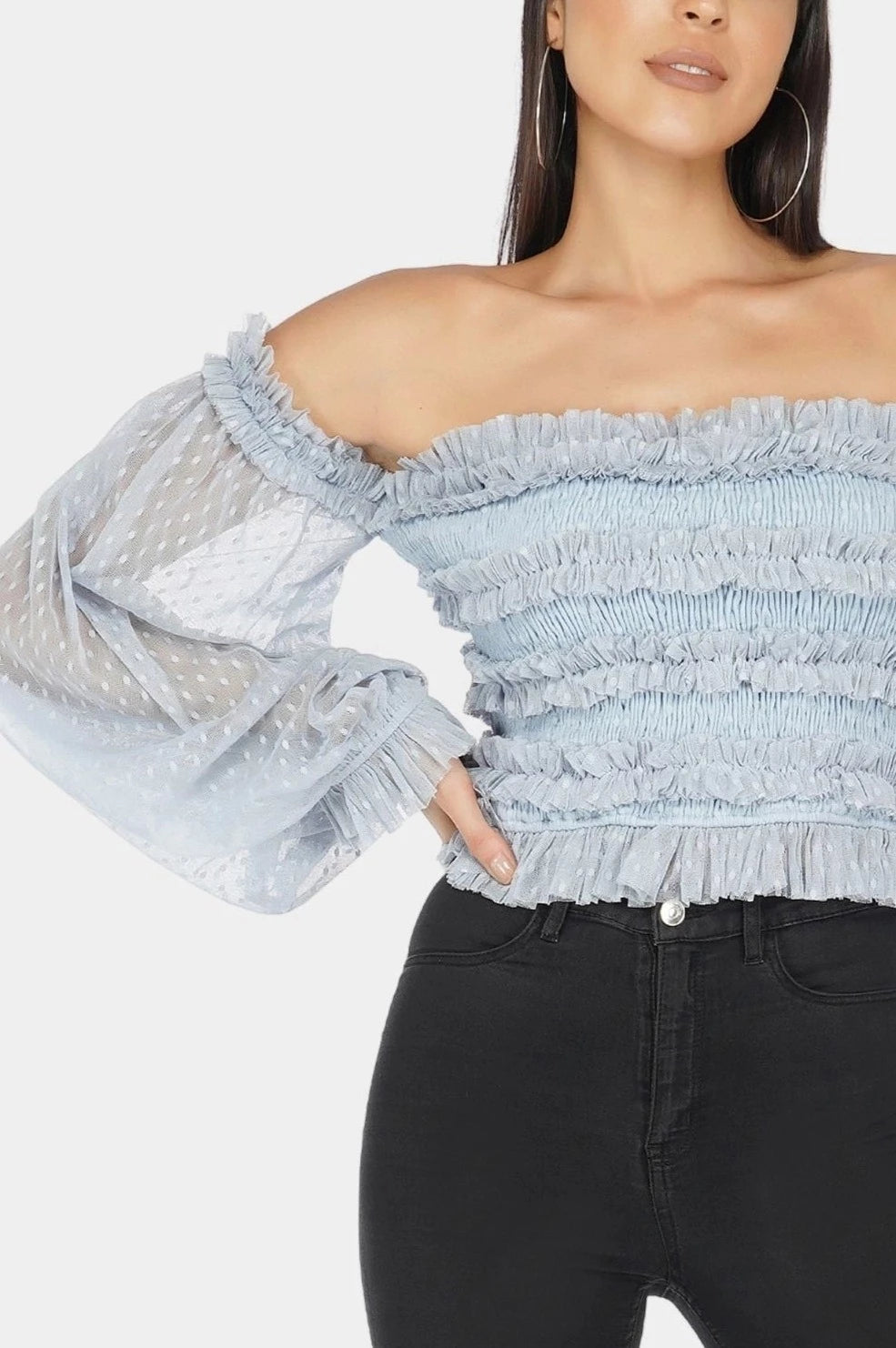 Rolf Top in Blue Polka.-lace and beads-UK 6-Urbanheer