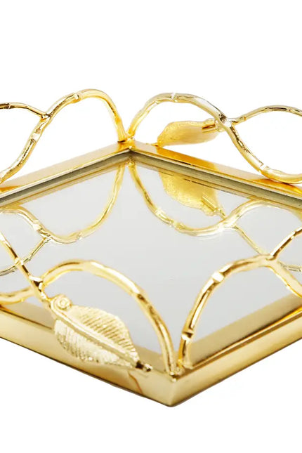 Mirror Napkin Holder With Gold Leaf Design-CLASSIC TOUCH DECOR INC.-Urbanheer
