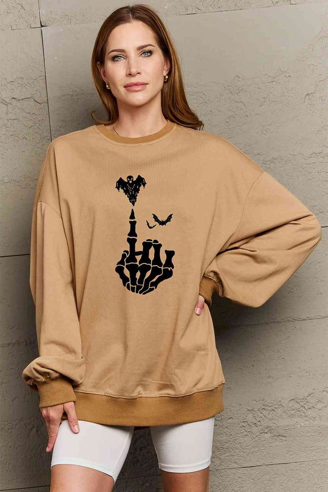 Simply Love Full Size Halloween Element Graphic Sweatshirt-UHX-Khaki-S-Urbanheer