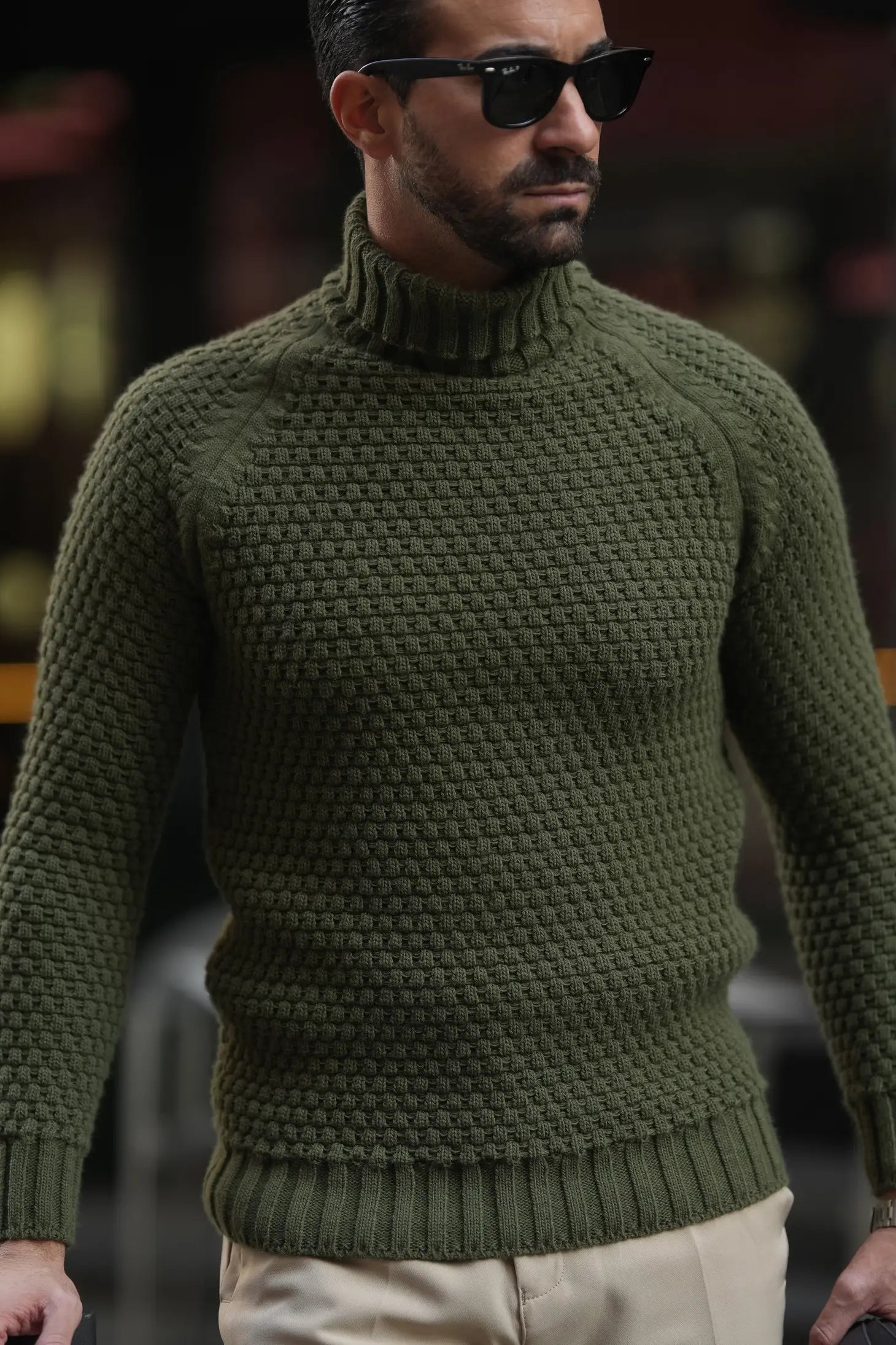Men's Turtleneck Jumper Sweater-Clothing - Men-Donato-S-Khaki-Urbanheer