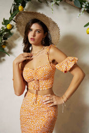 Off Shoulder Ruching Crop Top-Endless Blu-S-Urbanheer