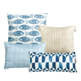 Greek Blue Modern Hotel White Comforter Set - 7 Piece Set.