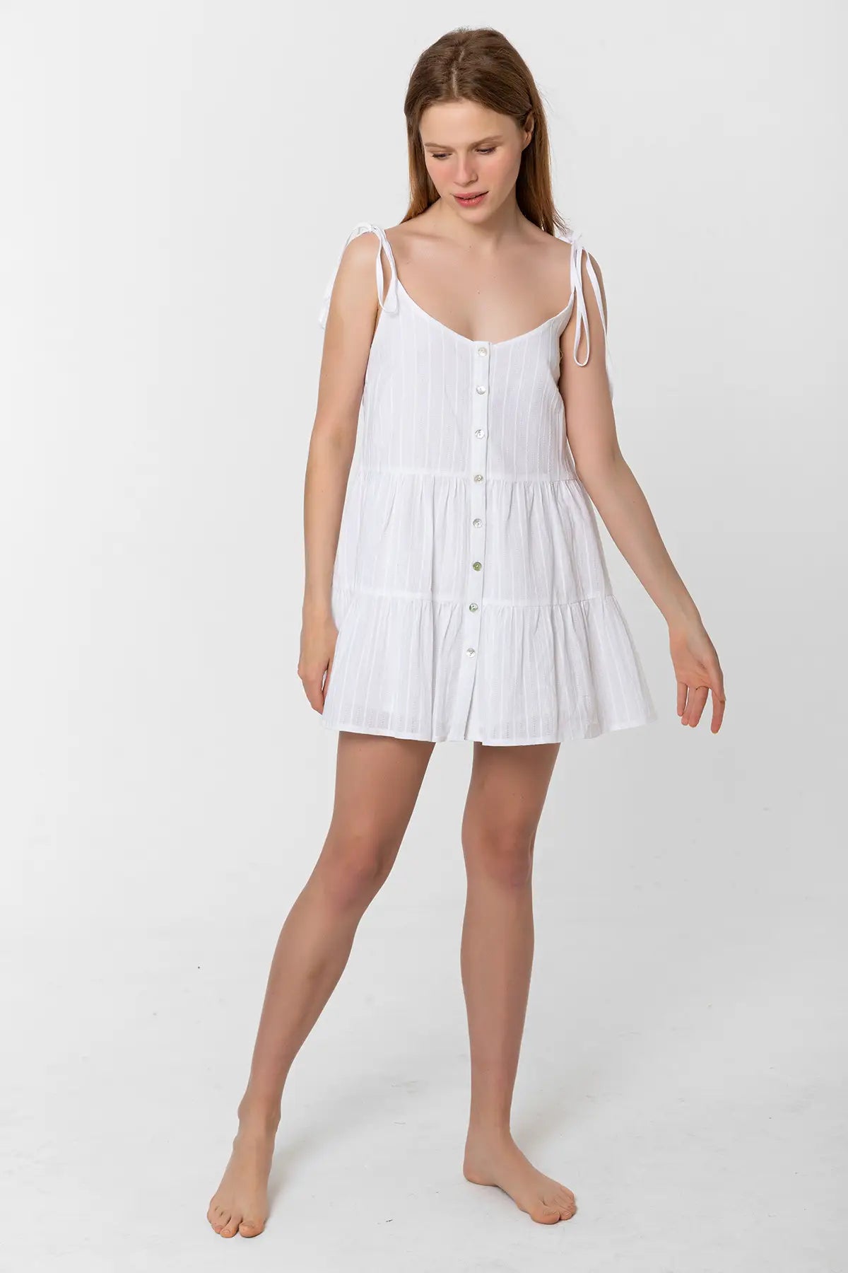 Cotton Mini Camisole Dress-Clothing - Women-Blanca-S-White-Urbanheer