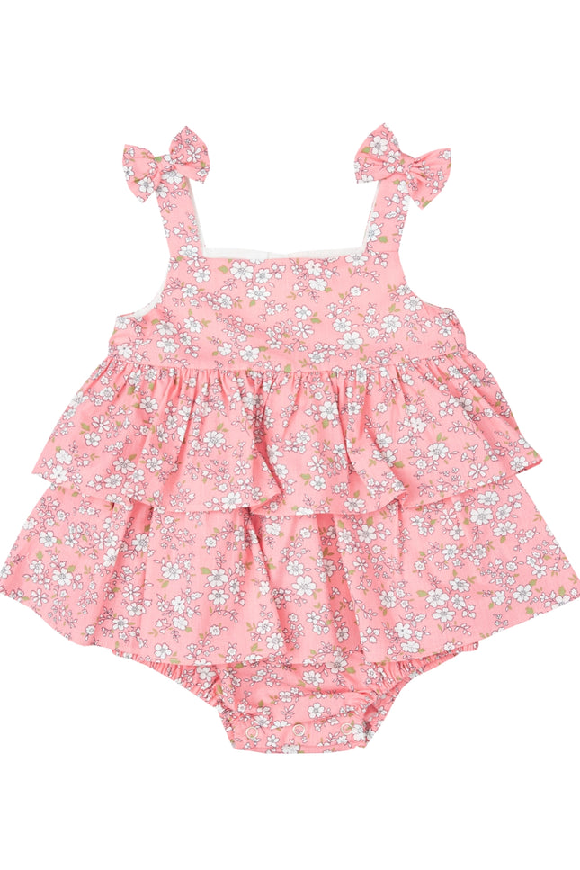 Peach Floral Tiered Romper