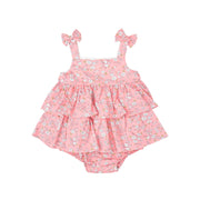 Peach Floral Tiered Romper-Petit confection-3M-Urbanheer
