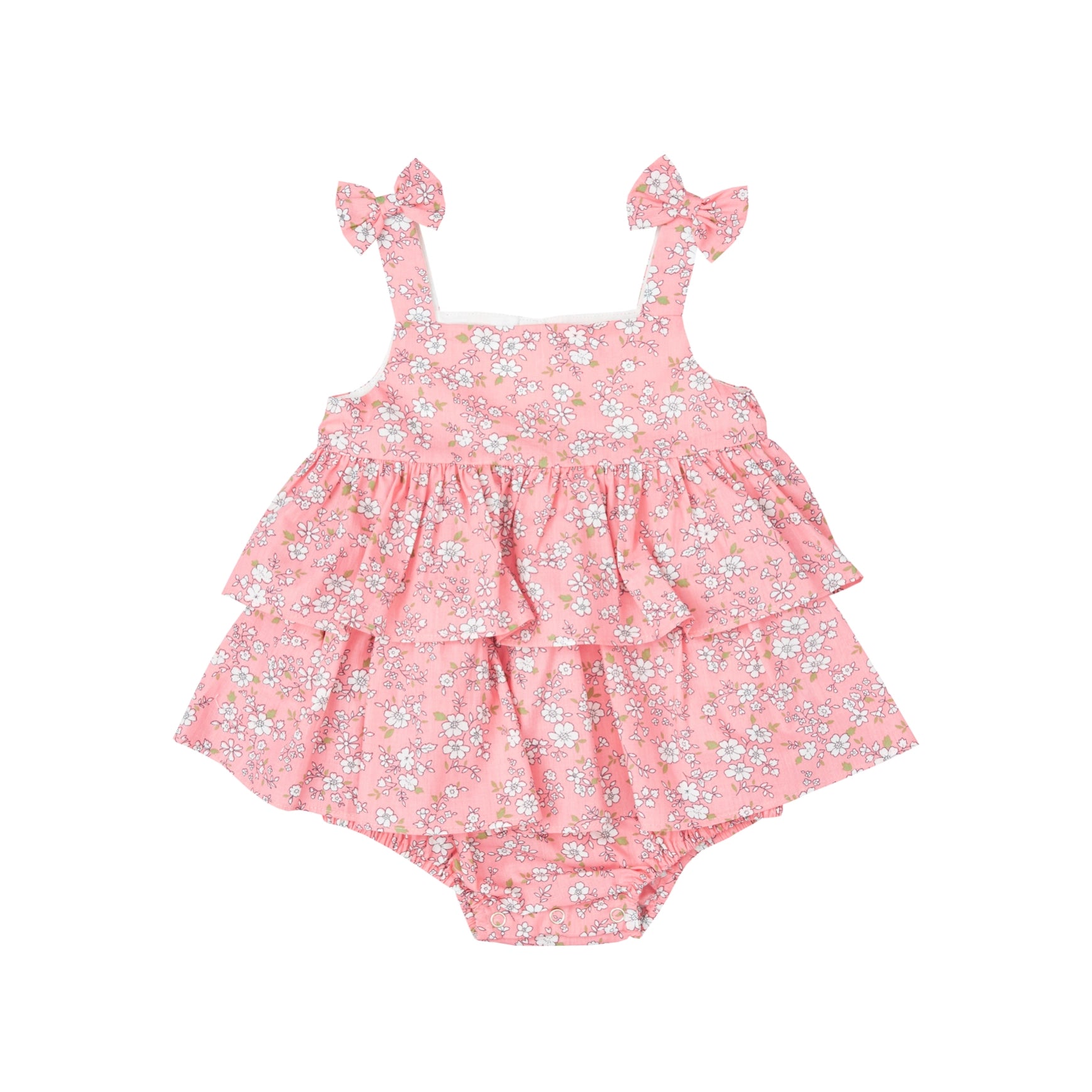Peach Floral Tiered Romper-Petit confection-3M-Urbanheer