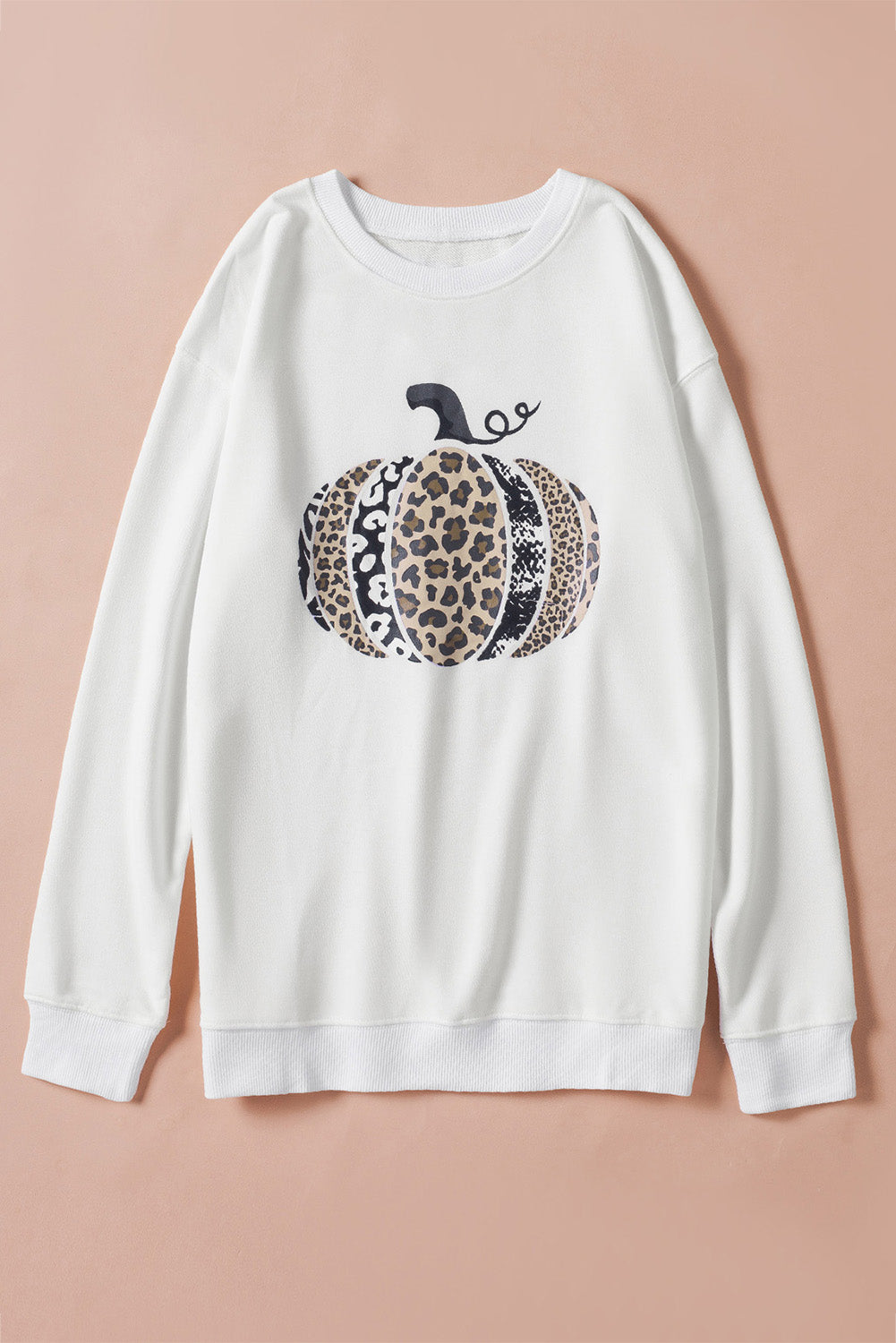 Animal Print Halloween Pumpkin Sweatshirt-UHXC-White-(US 4-6)S-Urbanheer