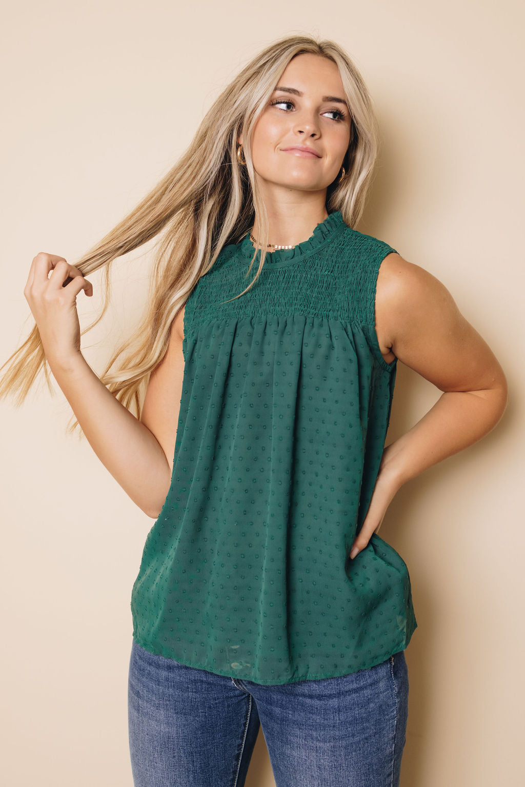 Cody Swiss Dot Tank-UHXSW-GREEN-SMALL-Urbanheer