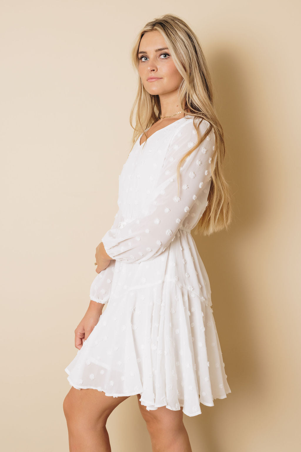 Monson Swiss Dot Mini Dress-UHXSW-WHITE-SMALL-Urbanheer