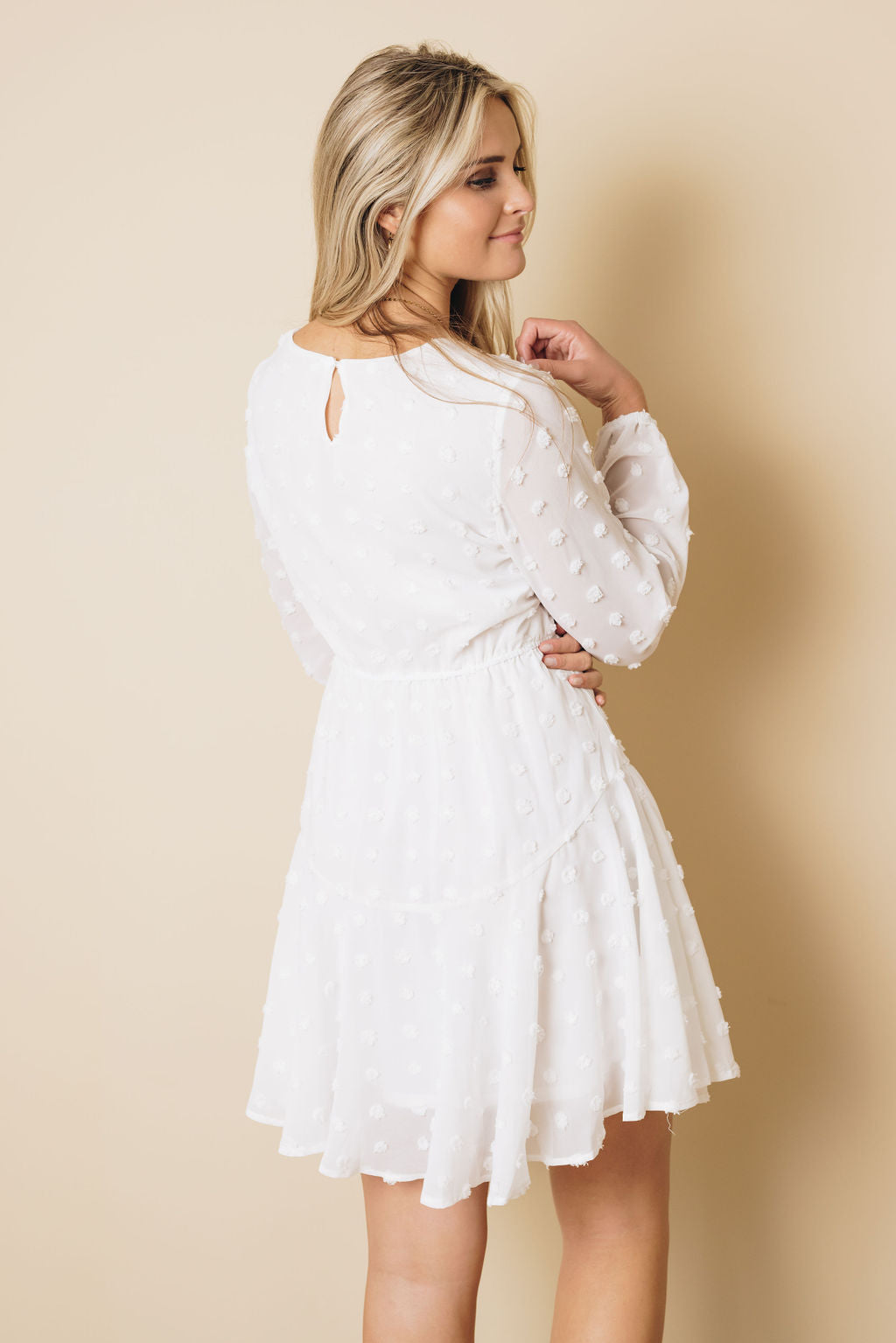 Monson Swiss Dot Mini Dress-UHXSW-WHITE-SMALL-Urbanheer