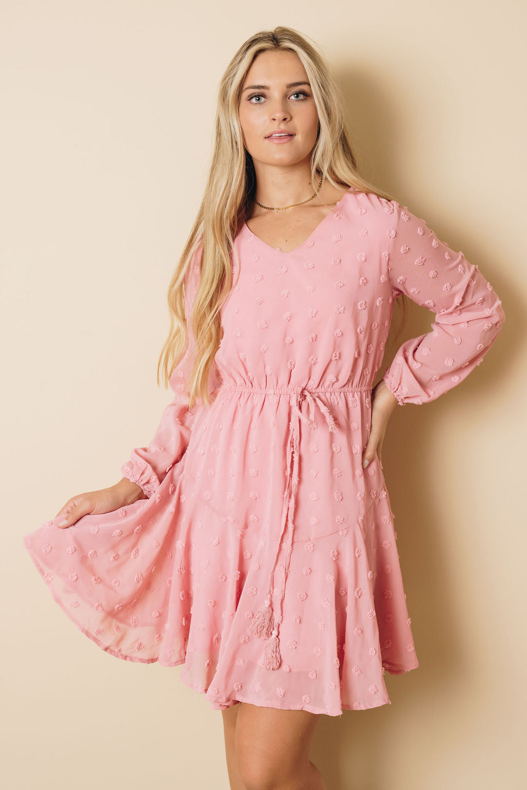 Monson Swiss Dot Mini Dress-UHXSW-PINK-SMALL-Urbanheer