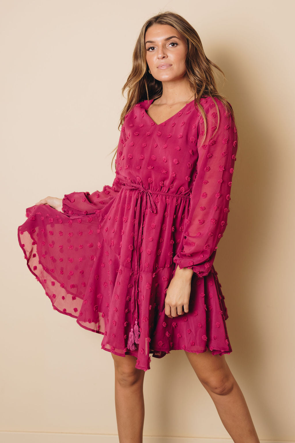 Monson Swiss Dot Mini Dress-UHXSW-RED-SMALL-Urbanheer