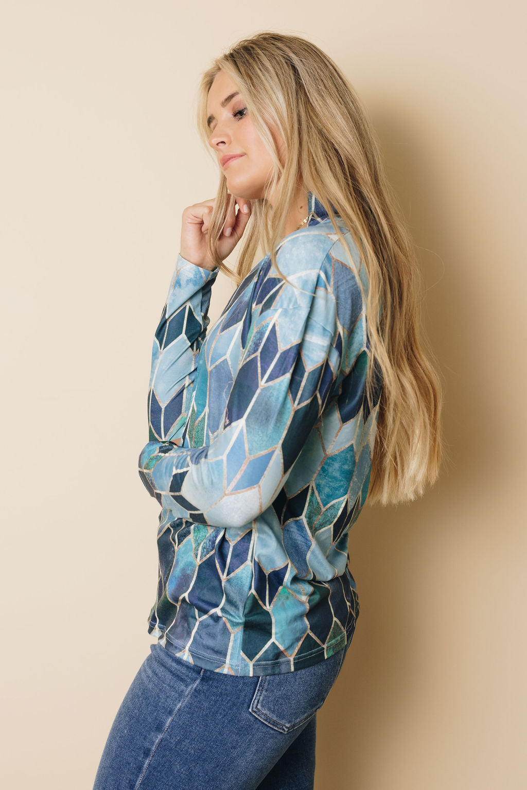 Marla Geometric Blouse-UHXSW-SKY BLUE-SMALL-Urbanheer