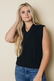 Ophelia Knitted Vest Sweater-UHXSW-BLACK-SMALL-Urbanheer