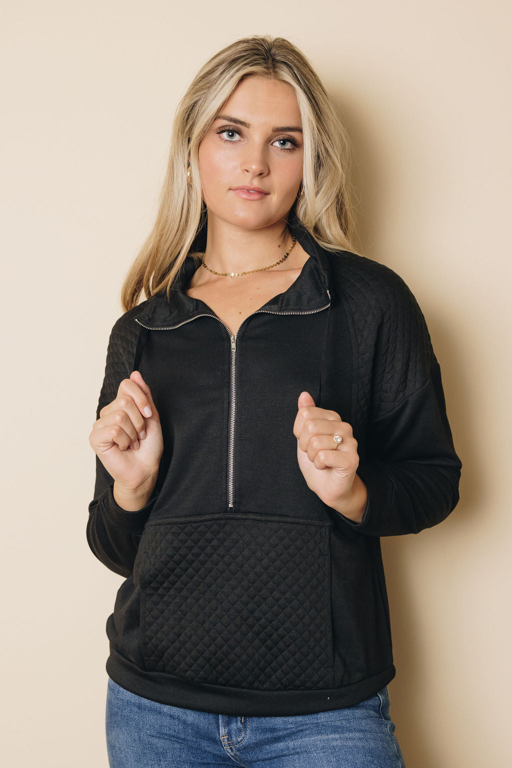 Geraldo Quilted Sweatshirt-UHXSW-BLACK-SMALL-Urbanheer