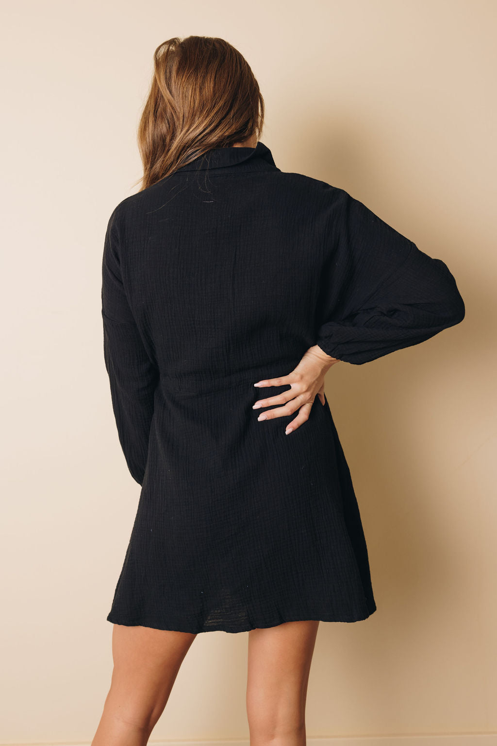 Jayma Button Up Tie Dress-UHXSW-BLUE-SMALL-Urbanheer