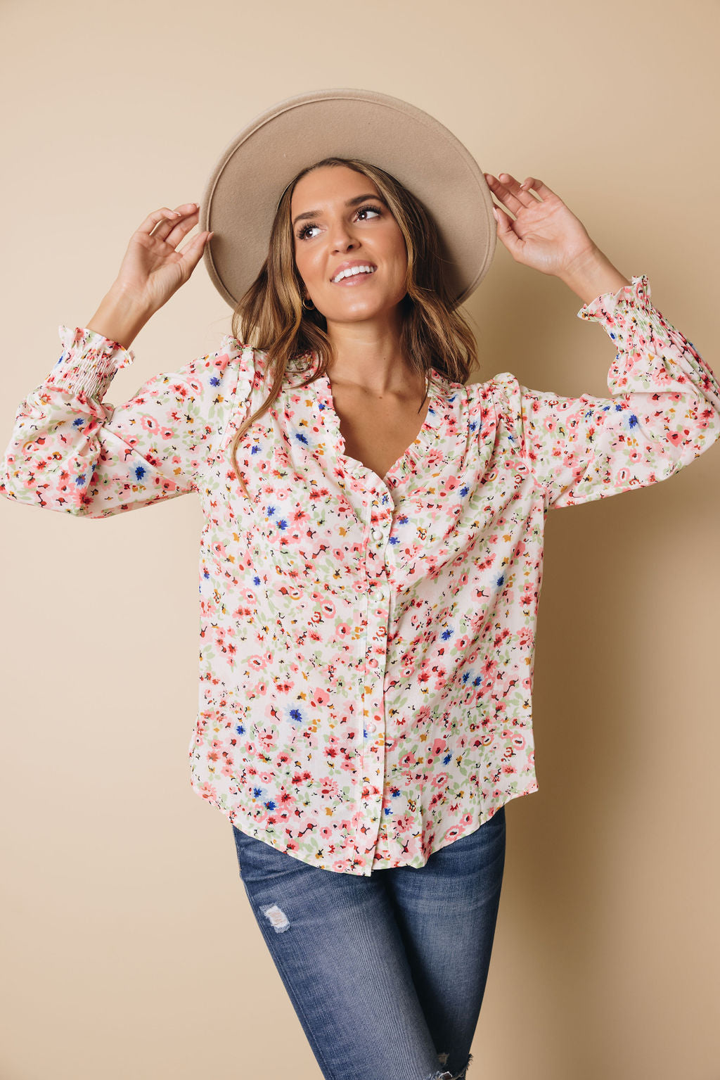 Linnet Floral Button Up Top-UHXSW-FLORAL-SMALL-Urbanheer