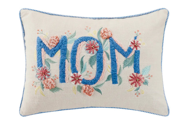 Gingham Mom Embroidered Pillow.-peking handicraft-Urbanheer