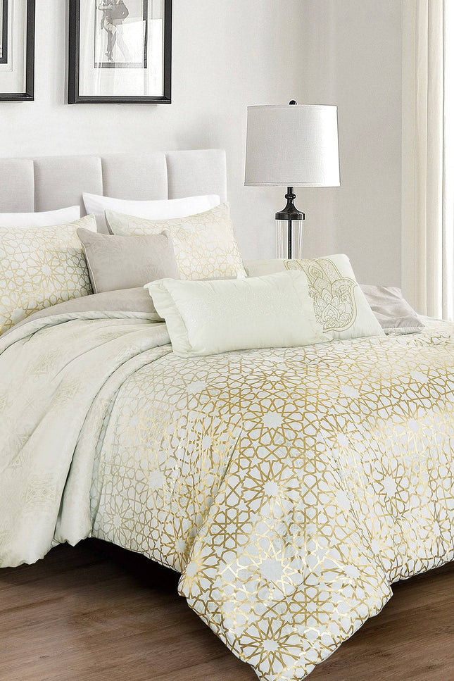 Royal Gold Jacquard Comforter - 6 Piece Set-Bedding-linen mart-King-Urbanheer