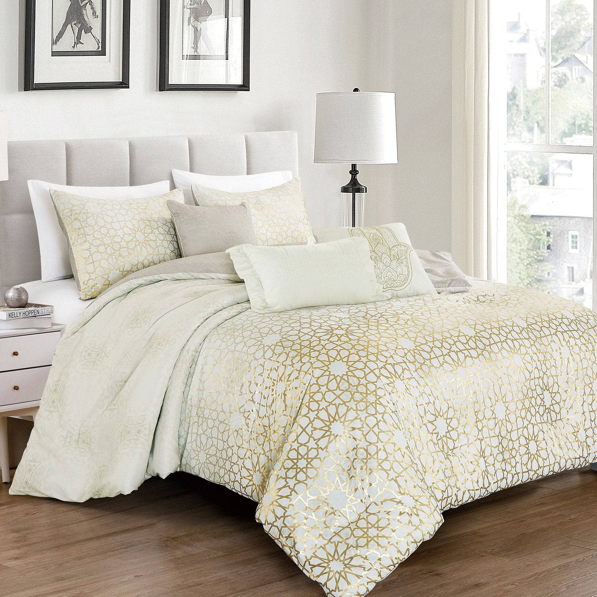 Royal Gold Jacquard Comforter - 6 Piece Set-Linen Mart-Urbanheer