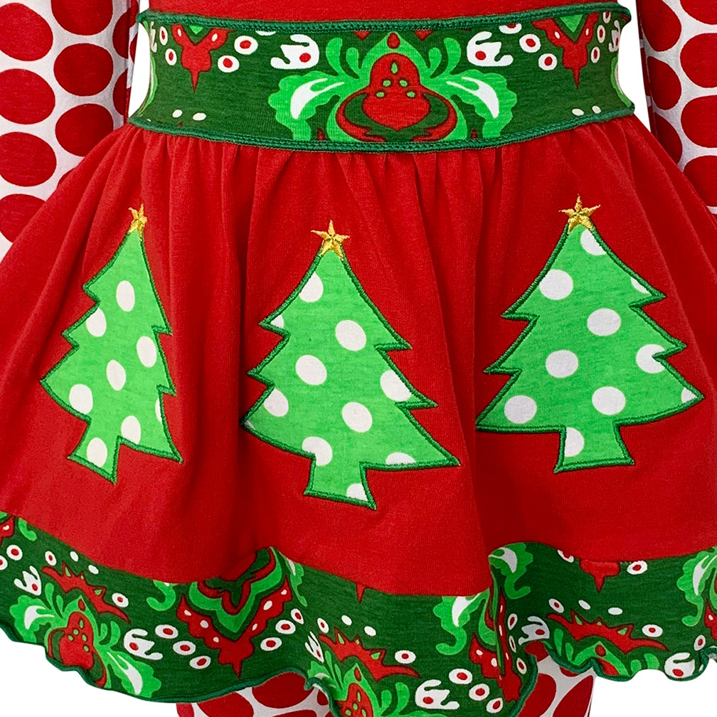 AnnLoren Girls Boutique Winter Holiday Red Green Damask Dress and Legging Set sz 2/3T-9/10-AnnLoren-9-10-Urbanheer