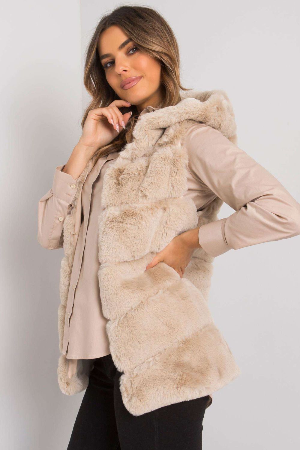 Women Women Gilet All Day Elegance-Och Bella-beige-L-Urbanheer