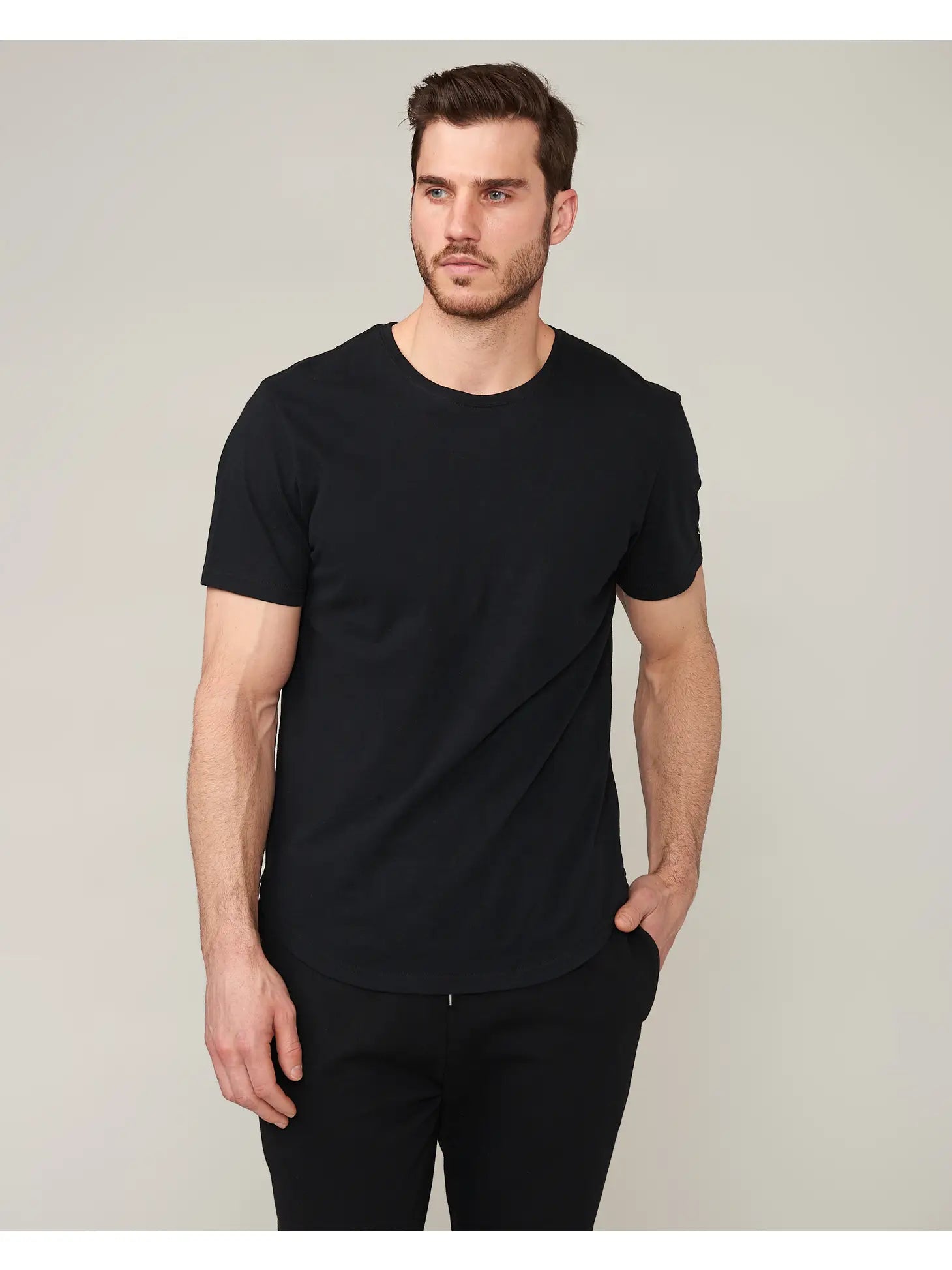 Zion Jet Black Brushed Scoop T-Shirt-Tourn-Black-M-Urbanheer