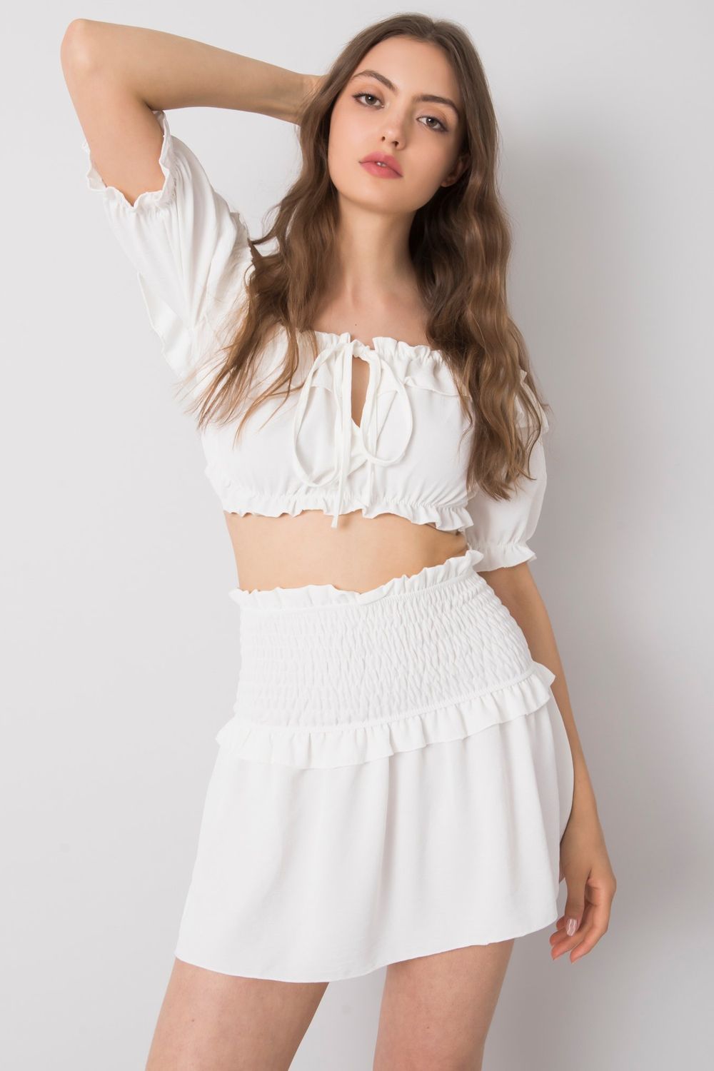 Women Women Short Skirt-Och Bella-white-L-Urbanheer