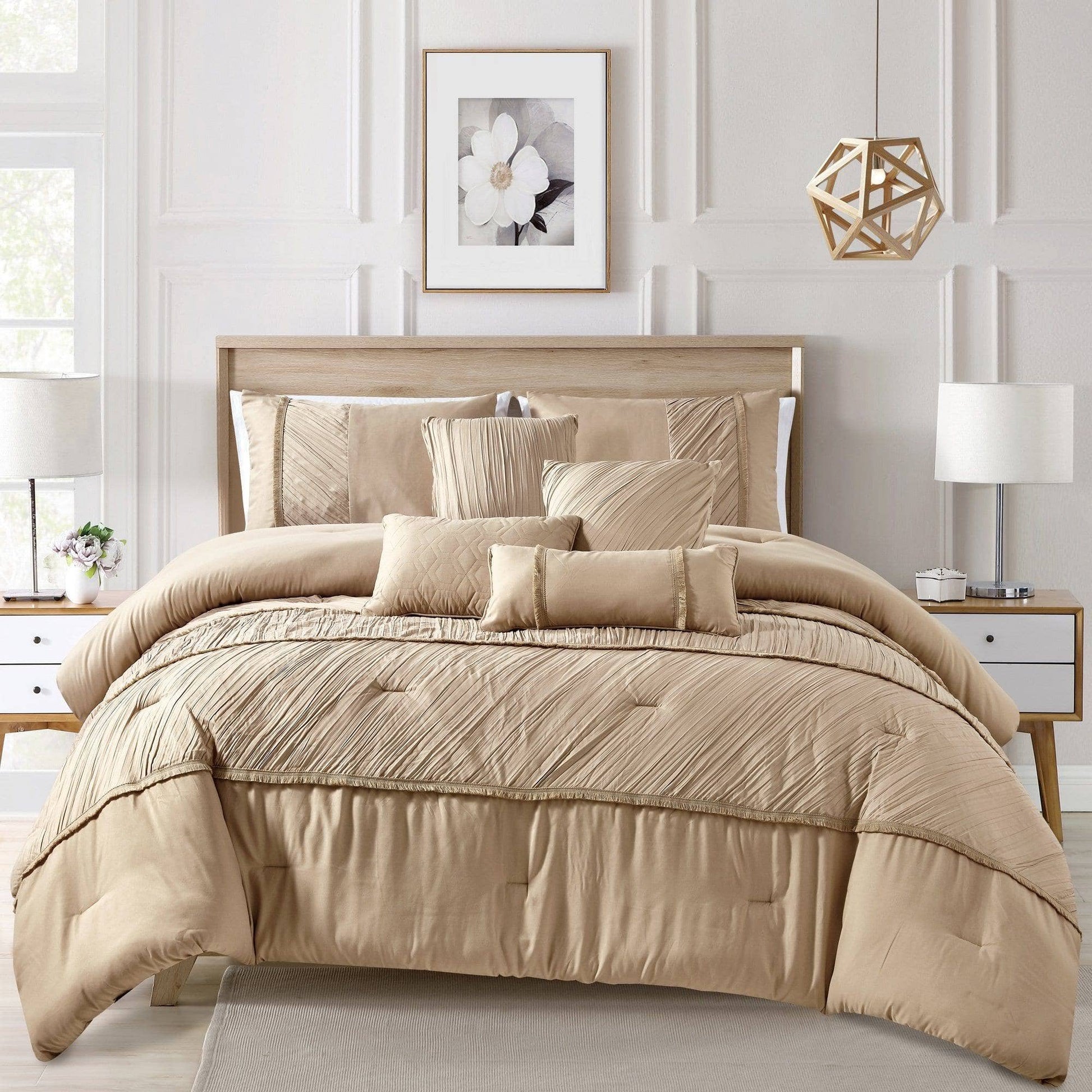 Sikina Elegant Brushed Comforter Set - 7 Piece Set-Linen Mart-Urbanheer