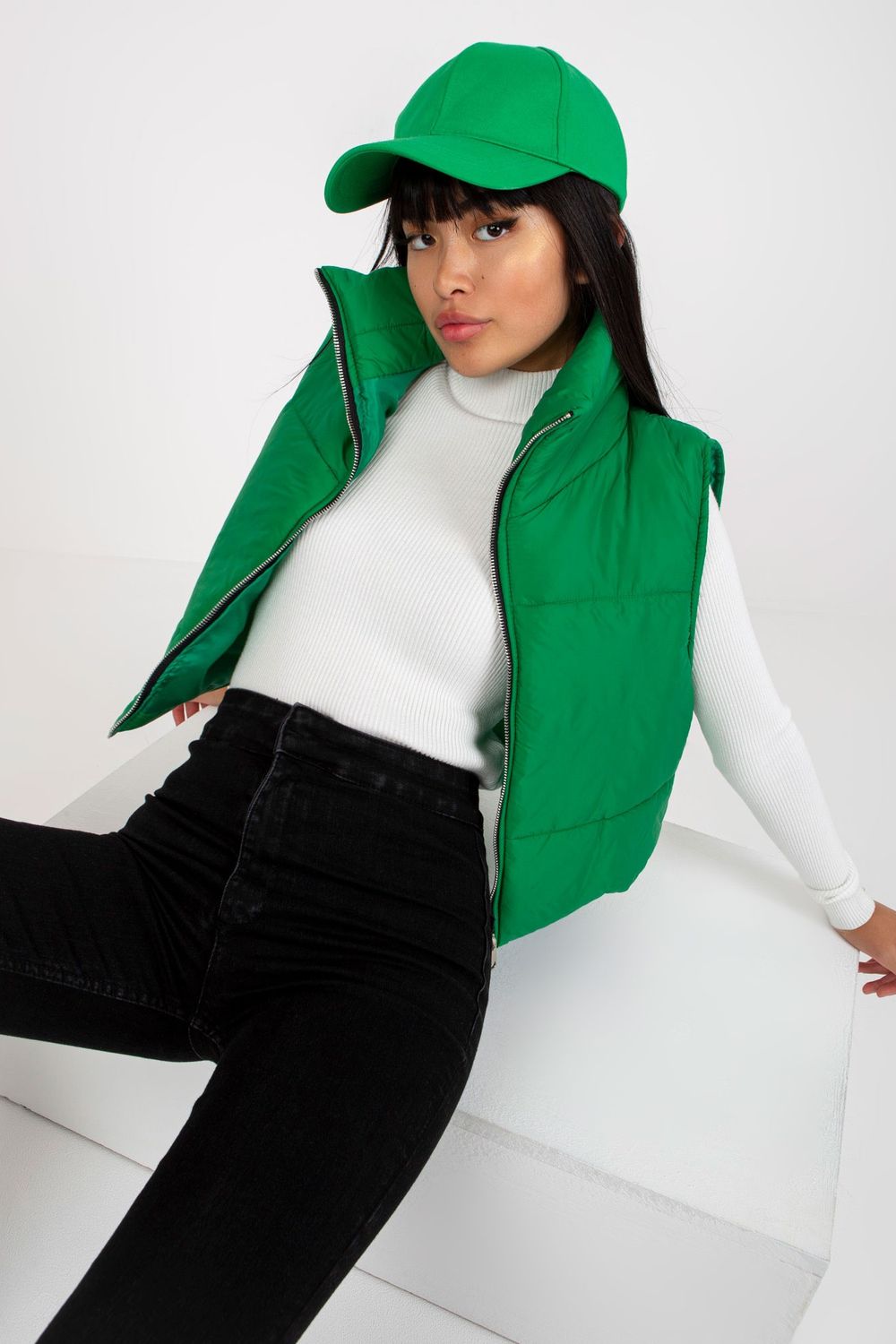 Women Women Gilet All Day Elegance-Och Bella-green-one-size-fits-all-Urbanheer