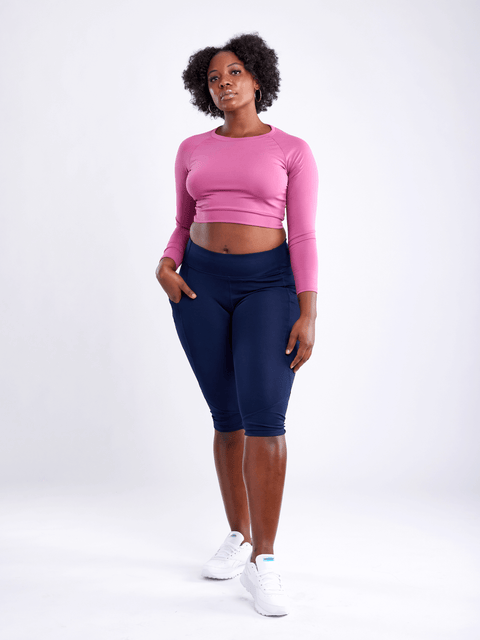 Mid-Rise Capri Fitness Leggings with Side Pockets-JupiterGear-Rose Dust-Small / Medium-Urbanheer