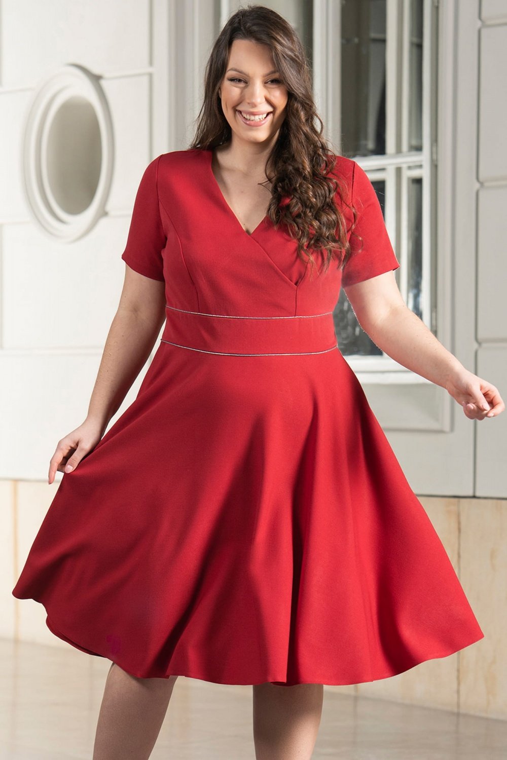 Plus Size Dress Women-Plus size dresses-Karko-red-38-Urbanheer