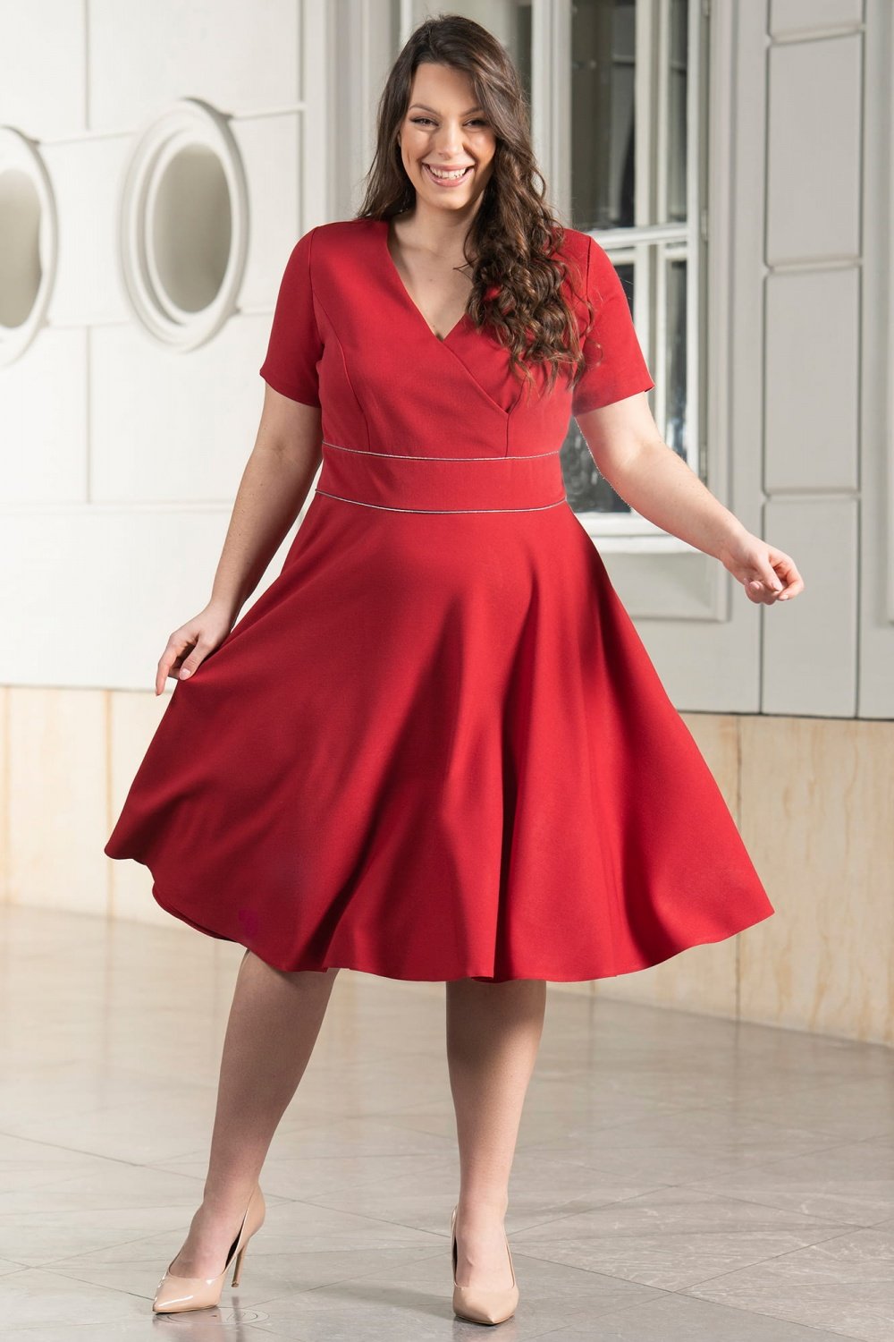Plus Size Dress Women-Plus size dresses-Karko-red-38-Urbanheer